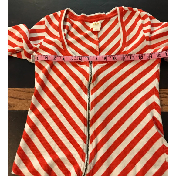Anthropologie Maeve Women's Orange Striped Front Zip Top - Size Small - Picture 5 of 9